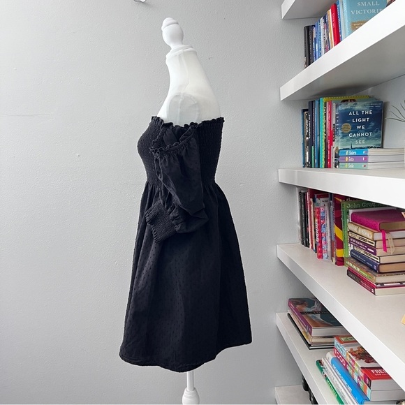 Kourt Portia Mini Dress Black Swiss Dot Classic Preppy Womens L - Picture 5 of 14